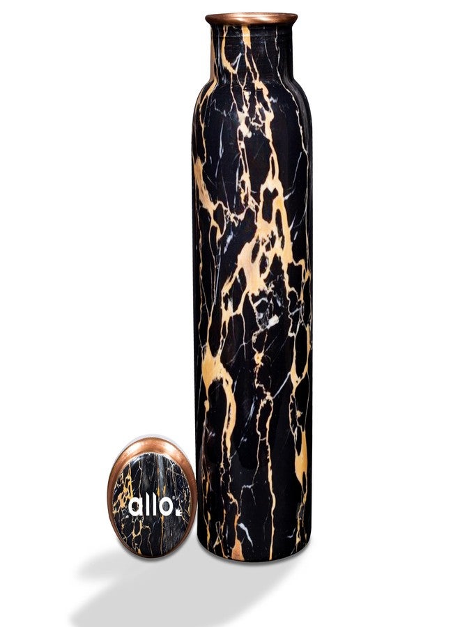 Allo Pure Copper Water Bottle 1 Litre Copper Bottle | Alkaline and Anti Oxidant | 100% Leak Proof, Office, Gym Bottle, Modern Tamba Bottle for Adults, Best Gift for Diwali (Black Natural Marble) - Image 2